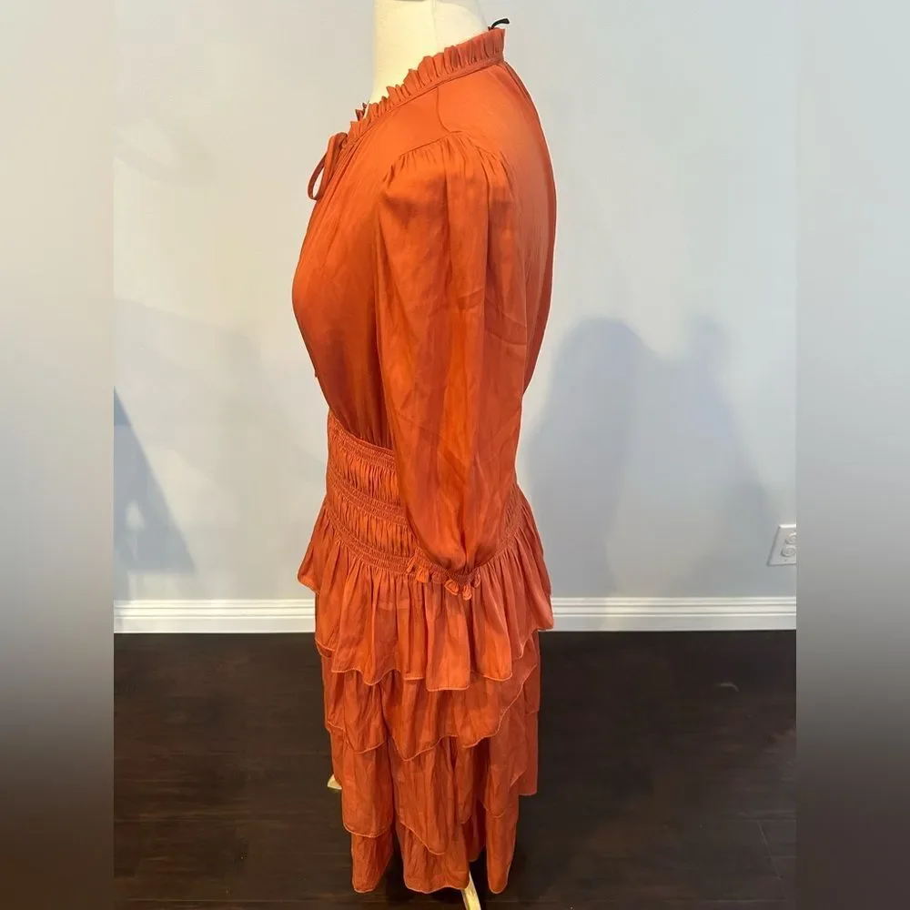 Maje Maxi Mock Neck Orange Dress-Size 40 large - Picture 2 of 5